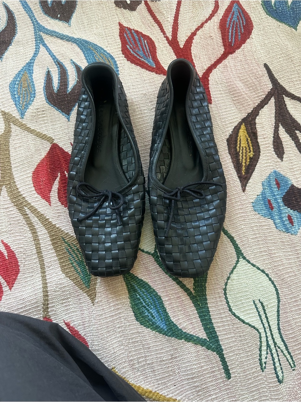 For repurchase only by KN: Freda Salvador Black Woven Square-Toe